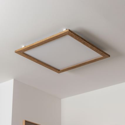 Brilagi - LED димируемо таванно осветително тяло SLIMFRAME WOOD LED/58W/230V 64x64 cm 3000-6000K кафяво + дистанционно управление
