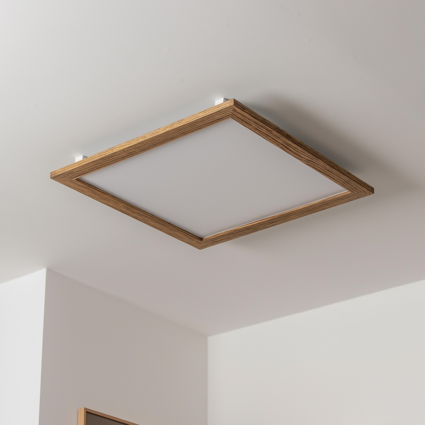 Brilagi - LED димируемо таванно осветително тяло SLIMFRAME WOOD LED/58W/230V 64x64 cm 3000-6000K кафяво + дистанционно управление