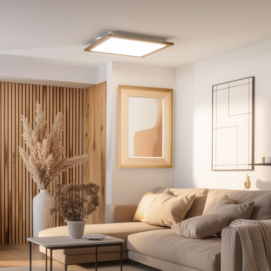 Brilagi - LED димируемо таванно осветително тяло SLIMFRAME WOOD LED/58W/230V 64x64 cm 3000-6000K кафяво + дистанционно управление