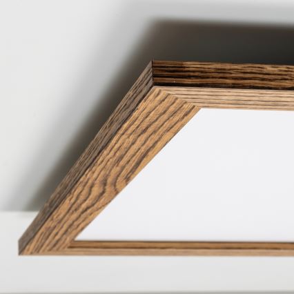 Brilagi - LED димируемо таванно осветително тяло SLIMFRAME WOOD LED/58W/230V 64x64 cm 3000-6000K кафяво + дистанционно управление