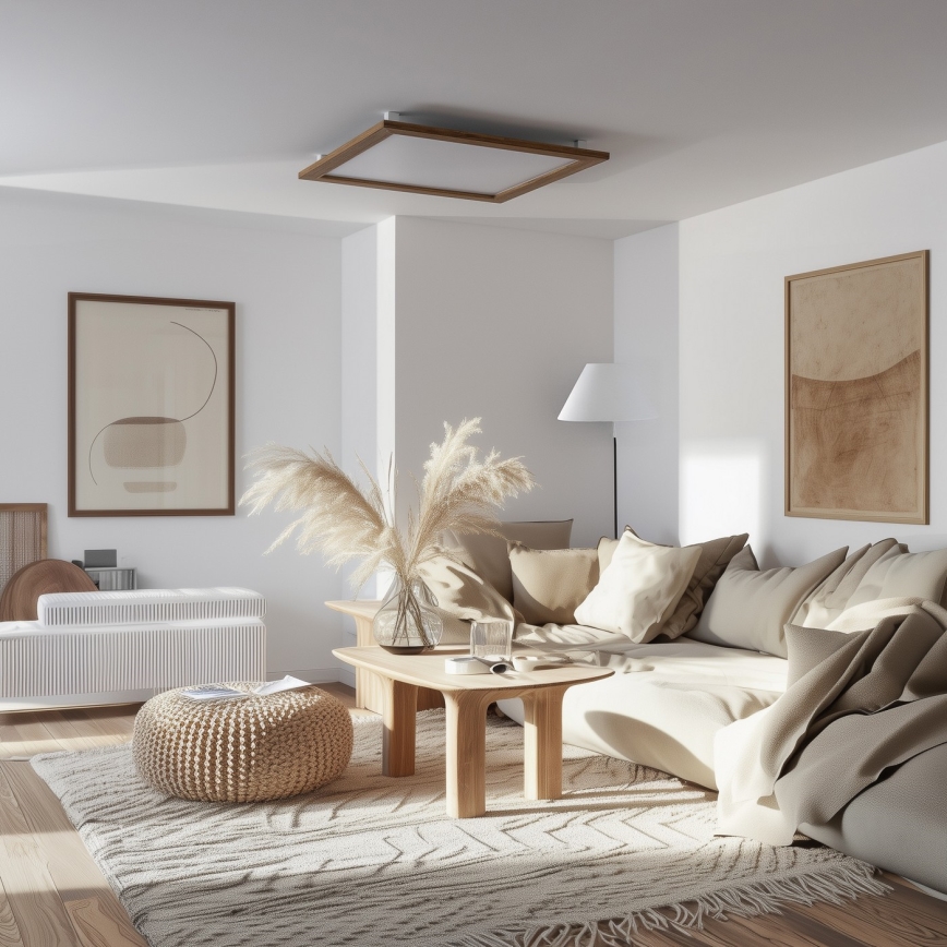 Brilagi - Димируемо LED таванно осветително тяло SLIMFRAME WOOD LED/58W/230V 64x64 cm 3000-6000K кафяво + дистанционно управление
