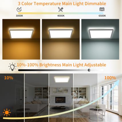 Brilagi - димируемо LED таванно осветително тяло ULTRA SLIM LED/18W/230V 2700-6500K 30x30 cm бяло + дистанционно управление