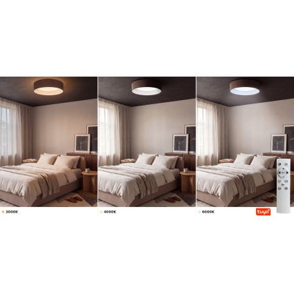 Brilagi - Димируемо LED таванно осветително тяло VELVET SMARTIX LED/24W/230V 3000-6000K Ø 45 cm кафяво Wi-Fi Tuya Beacon + дистанционно управление