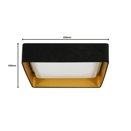 Brilagi - димируема LED таванна лампа VELVET SQUARE LED/24W/230V 43x43 cm 3000/4000/6500K + дистанционно управление черна
