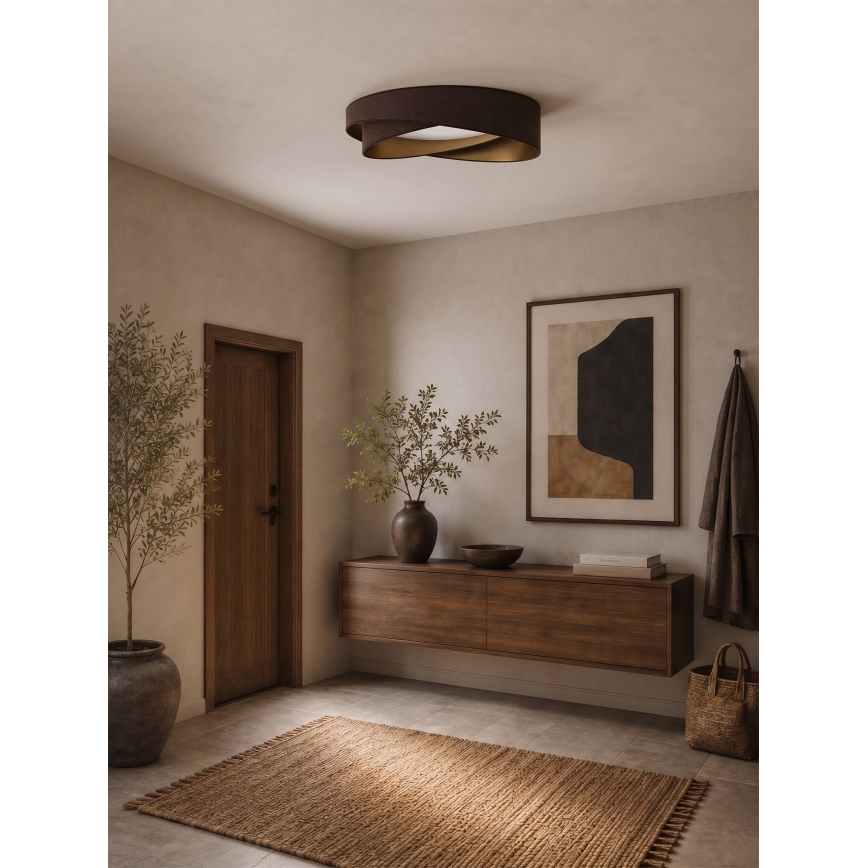 BRILAGI - LED Димируемо таванно осветително тяло VELVET TWIST LED/36W/230V 3000-6000K pr. 65 cm Wi-Fi Tuya Beacon кафяво/златно + дистанционно управление