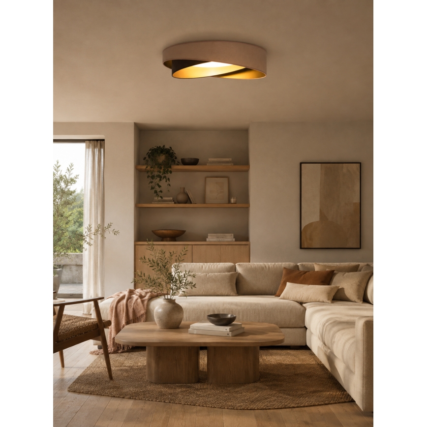 BRILAGI - LED димируемо таванно осветително тяло VELVET TWIST LED/36W/230V 3000-6000K Ø 65 cm Wi-Fi Tuya Beacon бежово/кафяво/златно + дистанционно управление