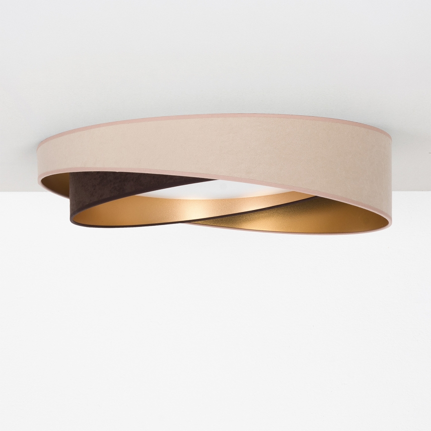 BRILAGI - LED димируемо таванно осветително тяло VELVET TWIST LED/36W/230V 3000-6000K Ø 65 cm Wi-Fi Tuya Beacon бежово/кафяво/златно + дистанционно управление
