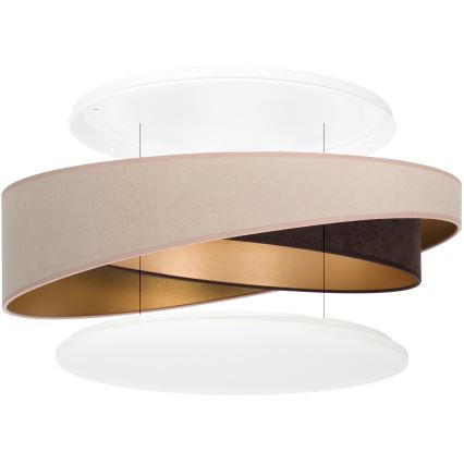 BRILAGI - LED димируемо таванно осветително тяло VELVET TWIST LED/36W/230V 3000-6000K Ø 65 cm Wi-Fi Tuya Beacon бежово/кафяво/златно + дистанционно управление