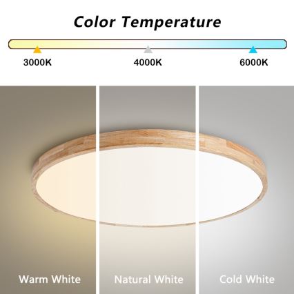 Brilagi - LED димируемо таванно осветително тяло WOODLINE LED/100W/230V 3000-6000K дъб диаметър 80 см + дистанционно управление