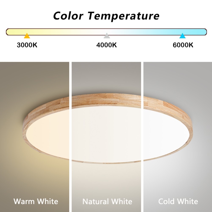 Brilagi - LED димируемо таванно осветително тяло WOODLINE LED/100W/230V 3000-6000K дъб диаметър 80 см + дистанционно управление