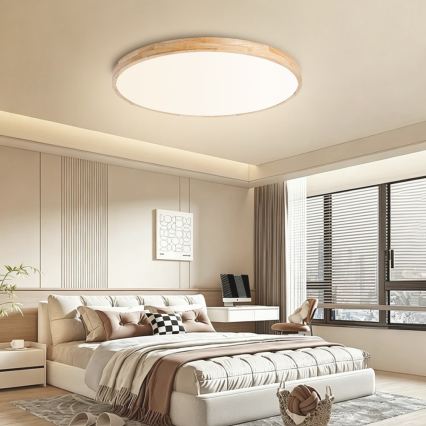 Brilagi - LED димируемо таванно осветително тяло WOODLINE LED/100W/230V 3000-6000K дъб диаметър 80 см + дистанционно управление