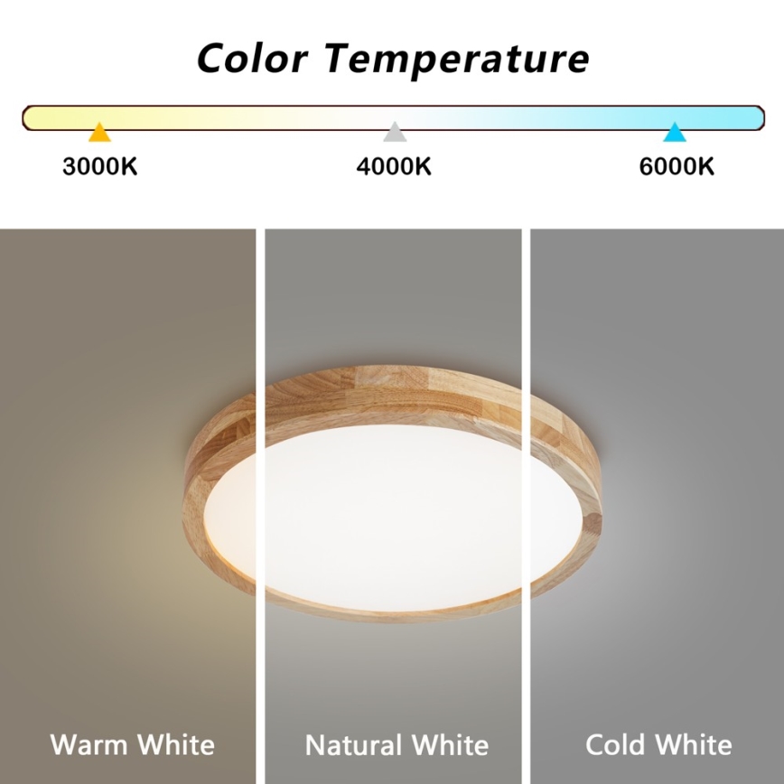 Brilagi - димируемо таванно осветително тяло WOODLINE LED/48W/230V 3000-6000K дъб Ø 40 см + дистанционно управление