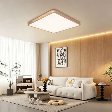 Brilagi - LED димируемо таванно осветително тяло WOODLINE SQUARE LED/100W/230V 3000-6000K дъб 80x80 см + дистанционно управление