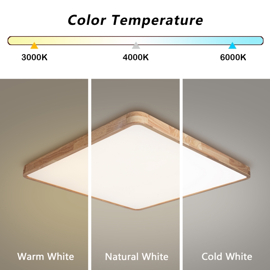 Brilagi - LED димируемо таванно осветително тяло WOODLINE SQUARE LED/100W/230V 3000-6000K дъб 80x80 см + дистанционно управление