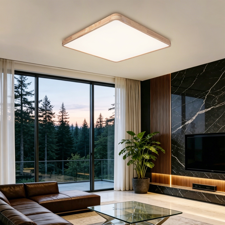 Brilagi - LED димируемо таванно осветително тяло WOODLINE SQUARE LED/100W/230V 3000-6000K дъб 80x80 см + дистанционно управление