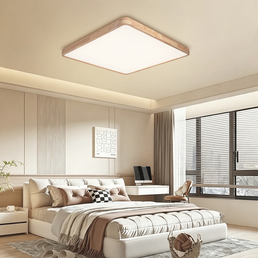 Brilagi - LED димируемо таванно осветително тяло WOODLINE SQUARE LED/100W/230V 3000-6000K дъб 80x80 см + дистанционно управление