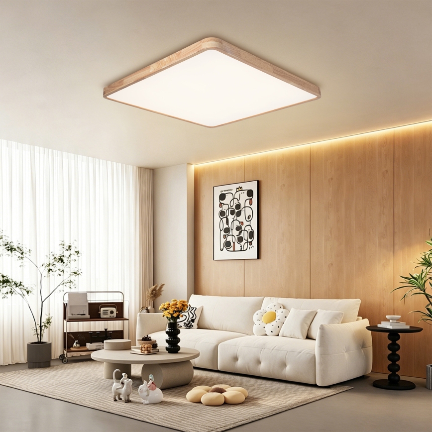 BRILAGI - Димируемо таванно LED осветително тяло WOODLINE SQUARE LED/180W/230V 3000-6000K дъб 100x100 см + дистанционно управление
