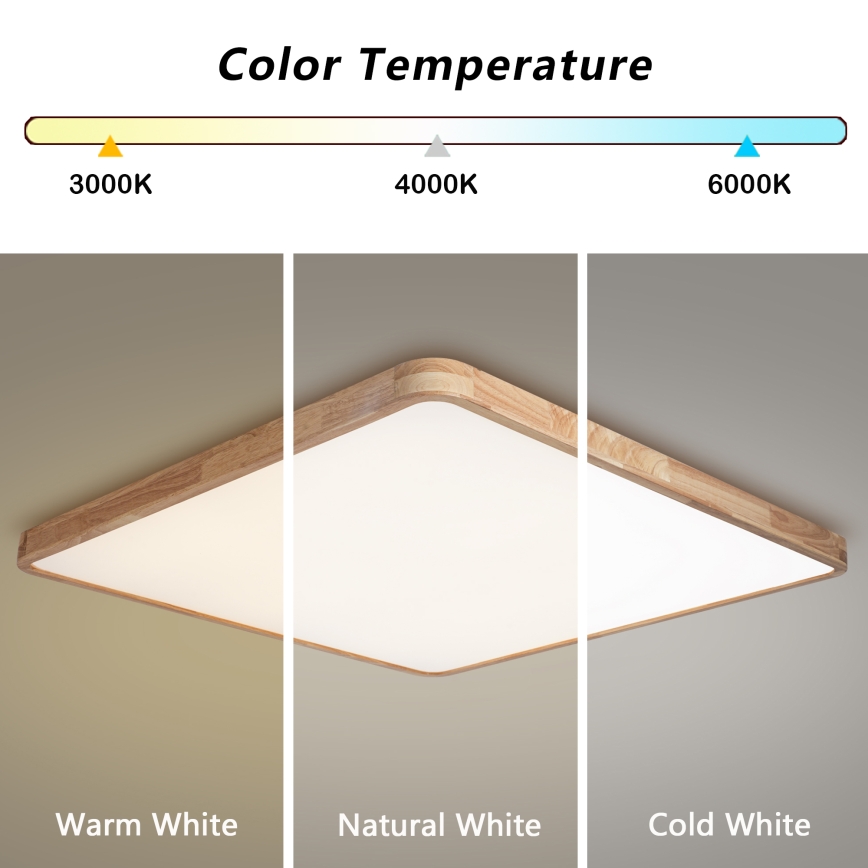 Brilagi - Димируемо таванно LED осветително тяло WOODLINE SQUARE LED/180W/230V 3000-6000K дъб 100x100 см + дистанционно управление