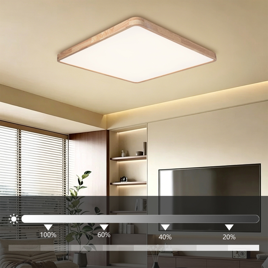 BRILAGI - Димируемо таванно LED осветително тяло WOODLINE SQUARE LED/180W/230V 3000-6000K дъб 100x100 см + дистанционно управление