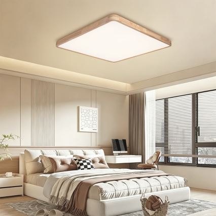 BRILAGI - Димируемо таванно LED осветително тяло WOODLINE SQUARE LED/180W/230V 3000-6000K дъб 100x100 см + дистанционно управление