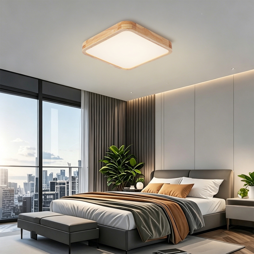 BRILAGI - LED димируемо таванно осветително тяло WOODLINE SQUARE LED/48W/230V 3000-6000K дъб 40x40 cm + дистанционно управление
