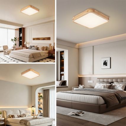 BRILAGI - LED димируемо таванно осветително тяло WOODLINE SQUARE LED/48W/230V 3000-6000K дъб 40x40 cm + дистанционно управление