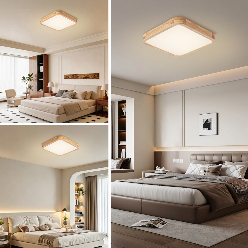 BRILAGI - LED димируемо таванно осветително тяло WOODLINE SQUARE LED/48W/230V 3000-6000K дъб 40x40 cm + дистанционно управление