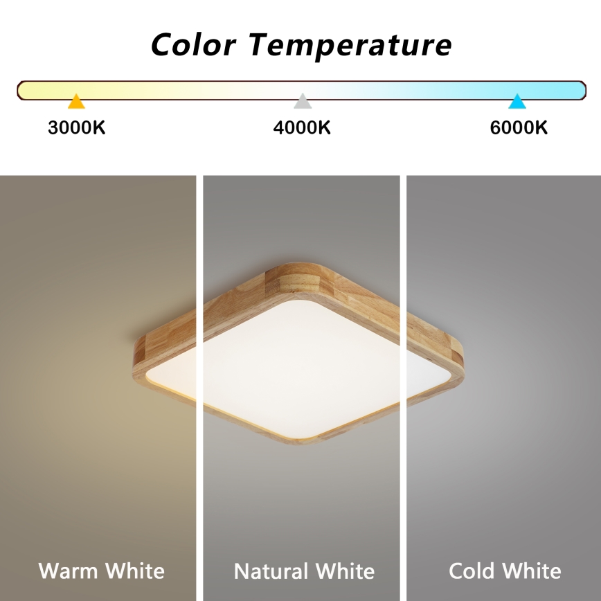 Brilagi - LED димируемо таванно осветително тяло WOODLINE SQUARE LED/48W/230V 3000-6000K дъб 40x40 cm + дистанционно управление