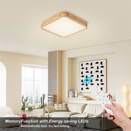 BRILAGI - LED димируемо таванно осветително тяло WOODLINE SQUARE LED/48W/230V 3000-6000K дъб 40x40 cm + дистанционно управление