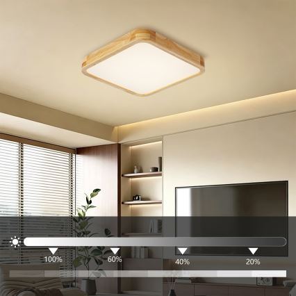 BRILAGI - LED димируемо таванно осветително тяло WOODLINE SQUARE LED/48W/230V 3000-6000K дъб 40x40 cm + дистанционно управление