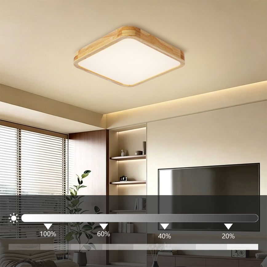 BRILAGI - LED димируемо таванно осветително тяло WOODLINE SQUARE LED/48W/230V 3000-6000K дъб 40x40 cm + дистанционно управление