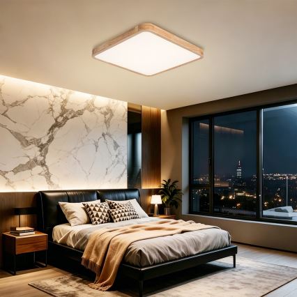 Brilagi - Димируемо LED таванно осветително тяло WOODLINE SQUARE LED/80W/230V 3000-6000K дъб 60x60 cm + дистанционно управление