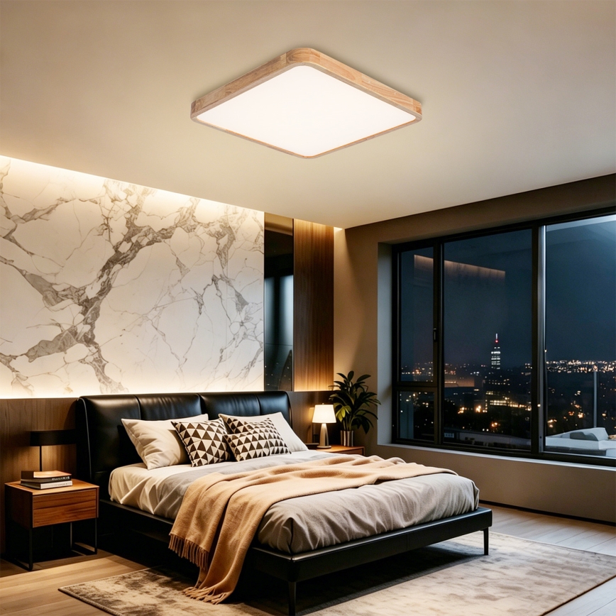 Brilagi - Димируемо LED таванно осветително тяло WOODLINE SQUARE LED/80W/230V 3000-6000K дъб 60x60 cm + дистанционно управление