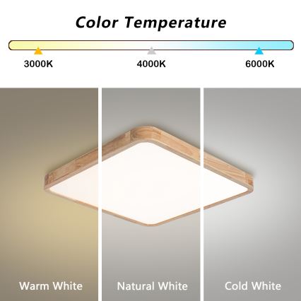Brilagi - Димируемо LED таванно осветително тяло WOODLINE SQUARE LED/80W/230V 3000-6000K дъб 60x60 cm + дистанционно управление