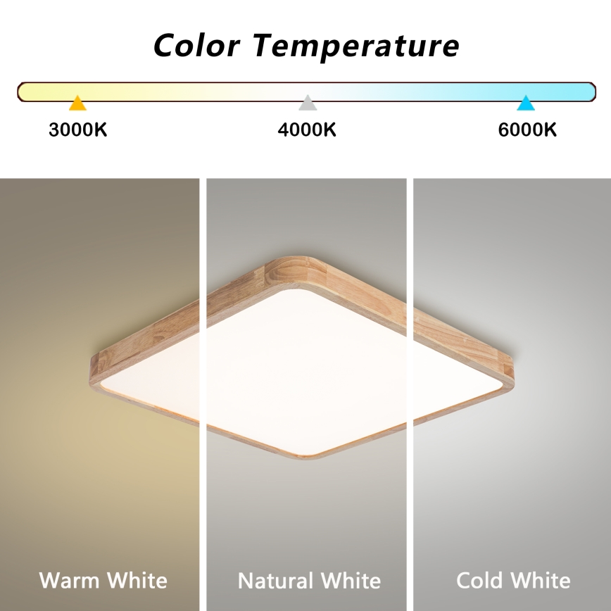 Brilagi - Димируемо LED таванно осветително тяло WOODLINE SQUARE LED/80W/230V 3000-6000K дъб 60x60 cm + дистанционно управление