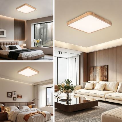 Brilagi - Димируемо LED таванно осветително тяло WOODLINE SQUARE LED/80W/230V 3000-6000K дъб 60x60 cm + дистанционно управление