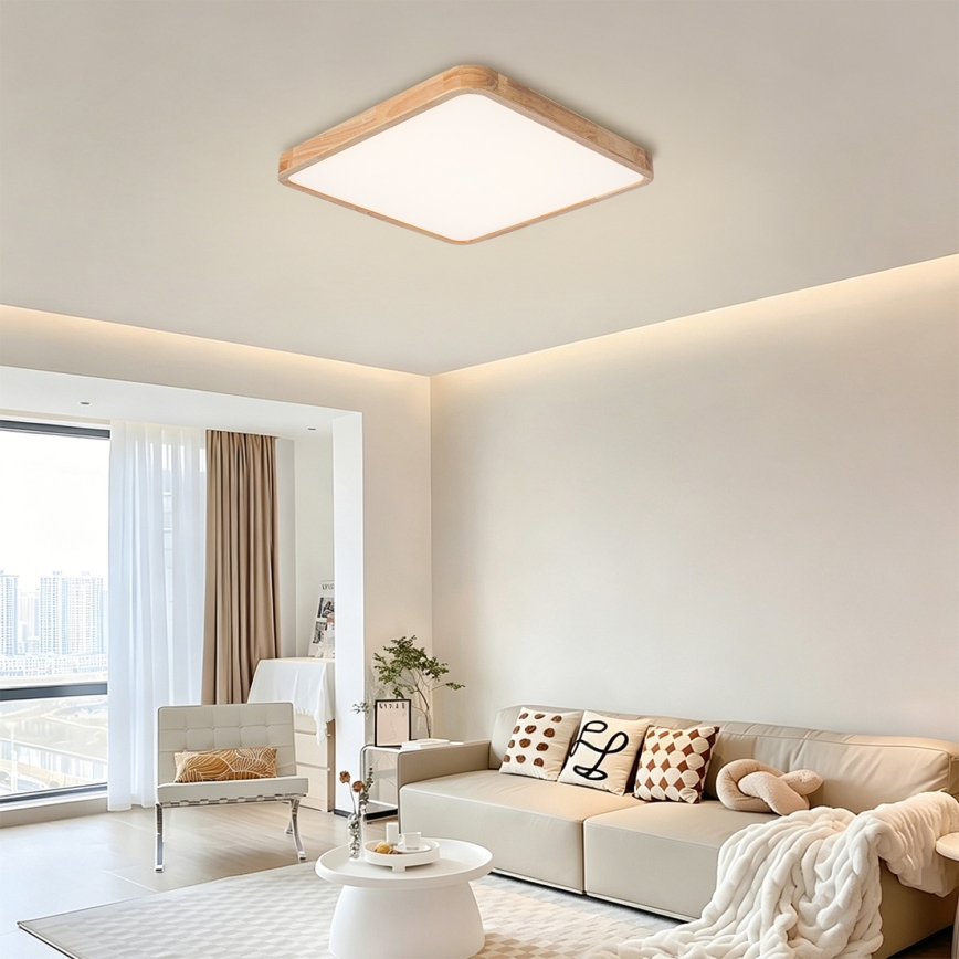 Brilagi - Димируемо LED таванно осветително тяло WOODLINE SQUARE LED/80W/230V 3000-6000K дъб 60x60 cm + дистанционно управление
