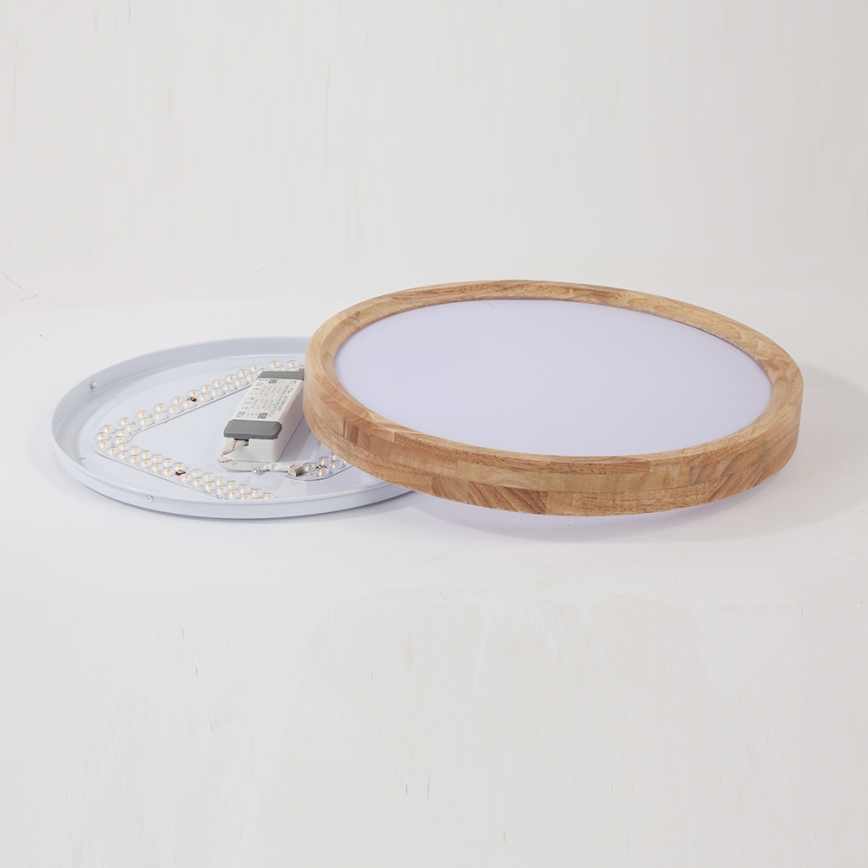 Brilagi - LED димируемо таванно осветително тяло WOODROUND LED/30W/230V 3000-6000K Ø 40 см дърво CRI 90 + дистанционно управление