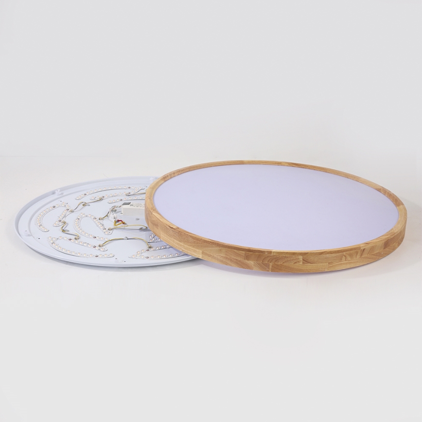 Brilagi - Димируемо таванно осветително тяло WOODROUND LED/70W/230V 3000-6000K Ø 80 см дърво CRI 90 + дистанционно управление