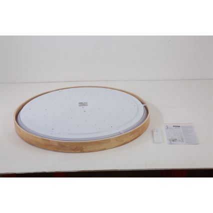Brilagi - Димируемо таванно осветително тяло WOODROUND LED/70W/230V 3000-6000K Ø 80 см дърво CRI 90 + дистанционно управление