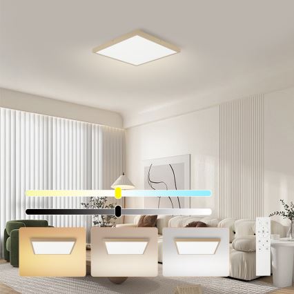 Brilagi - LED димируемо таванно осветително тяло за баня FRAME SMART LED/50W/230V 60x60 cm 3000-6000K IP44 бежово + дистанционно управление