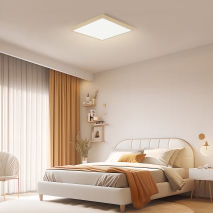 Brilagi - LED димируемо таванно осветително тяло за баня FRAME SMART LED/50W/230V 60x60 cm 3000-6000K IP44 бежово + дистанционно управление