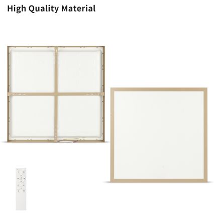 Brilagi - LED димируемо таванно осветително тяло за баня FRAME SMART LED/50W/230V 60x60 cm 3000-6000K IP44 бежово + дистанционно управление