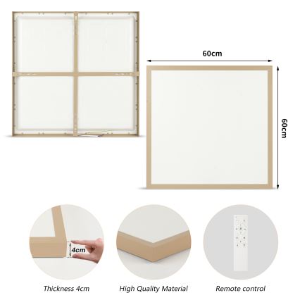 Brilagi - LED димируемо таванно осветително тяло за баня FRAME SMART LED/50W/230V 60x60 cm 3000-6000K IP44 бежово + дистанционно управление