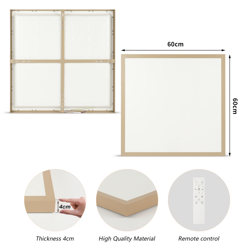 Brilagi - LED димируемо таванно осветително тяло за баня FRAME SMART LED/50W/230V 60x60 cm 3000-6000K IP44 бежово + дистанционно управление