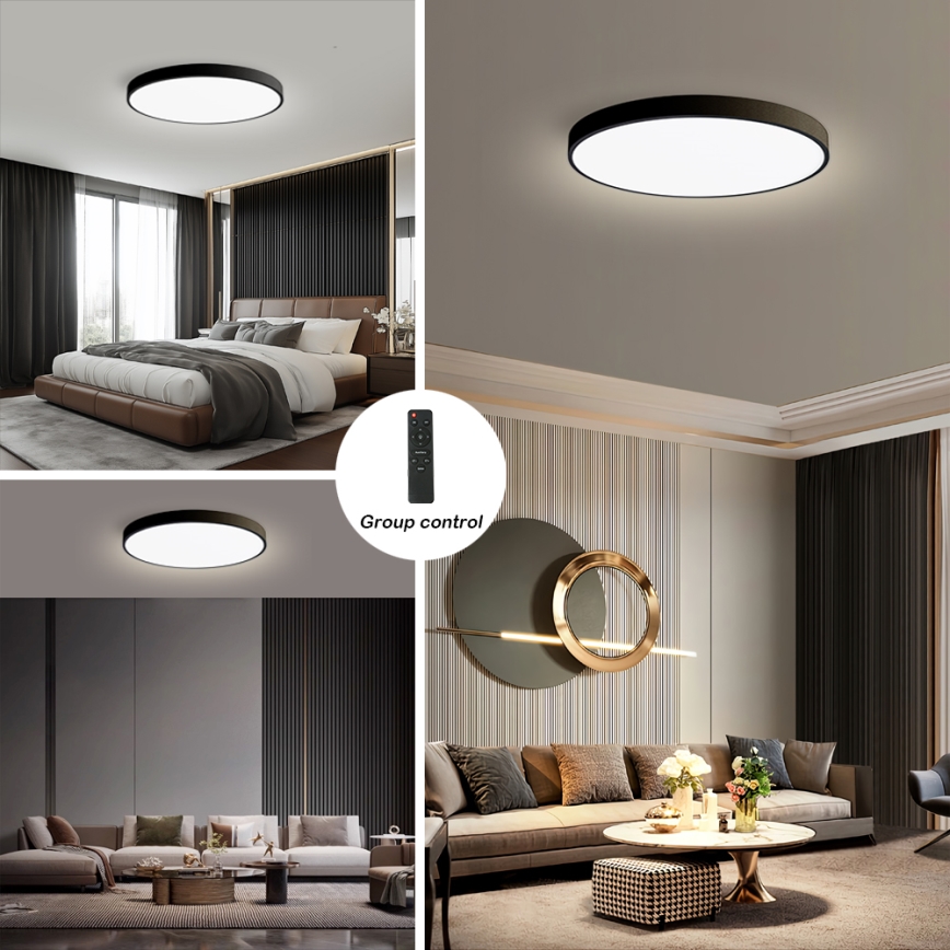 Brilagi - Димируемо LED таванно осветително тяло POOL SMART LED/128W/230V 3000-6000K диаметър 100 см Wi-Fi Tuya черно + дистанционно управление
