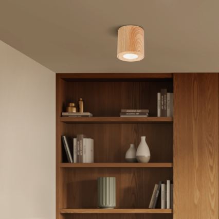 Brilagi - LED RGBW димируемо осветително тяло за баня MIA 1xGU10/4,8W/230V 3000K 84x80 mm дъбов декор IP44 + дистанционно управление