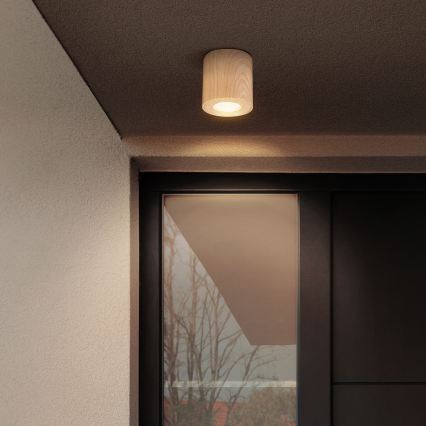 Brilagi - LED RGBW димируемо осветително тяло за баня MIA 1xGU10/4,8W/230V 3000K 84x80 mm дъбов декор IP44 + дистанционно управление