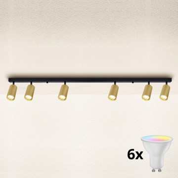 Brilagi - Димируемо LED RGBW точково осветително тяло SELE GOLDEN 6xGU10/6,5W/230V 2700-6500K черно/златно