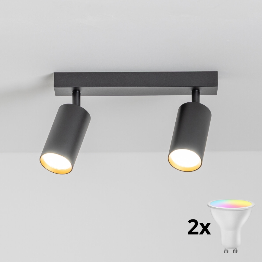 Brilagi - Димируемо LED RGBW точково осветително тяло SELE 2xGU10/6,5W/230V 2700-6500K черно/златно